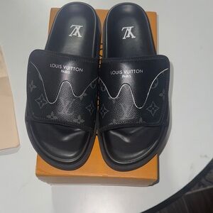 Louis Vuitton Liquid Monogram Black Slides